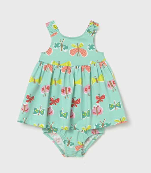 Mayoral Butterfly Dress & Nappy Cover Set Style 1927 - Turquoise